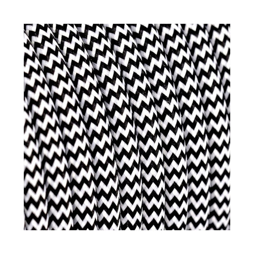 Διακοσμητικό υφασμάτινο καλώδιο  τετράγωνο Λευκό&Μαύρο-701061