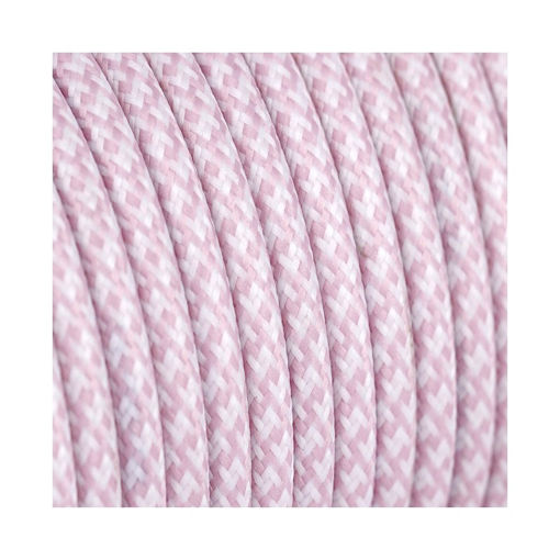 Διακοσμητικό υφασμάτινο καλώδιο  τετράγωνο Λευκό&Ροζ-701062