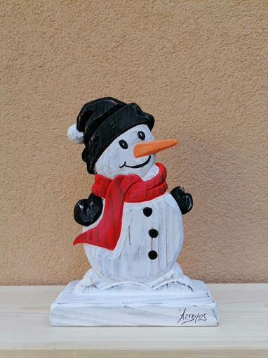 Εικόνα από Ξυλόγλυπτο διακοσμητικό "Χιονάνθρωπος"  22x15cm