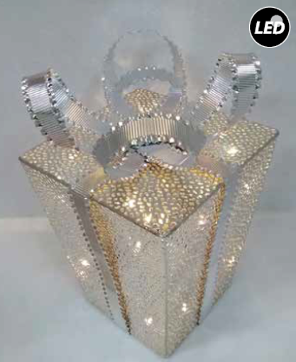 Picture of Δώρο μεταλλικό ασηί 30LED 3xAAA Θερμό 21x21cm