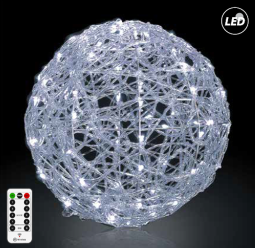 Picture of Μπάλα LED  Φ50cm με τηλεχειριστήριο ασημί 3xAA Ψυχρό