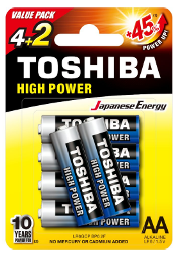Εικόνα από Μπαταρίες Toshiba High Power AA (blister 4+2pcs) - LR6GCP BP6 2F