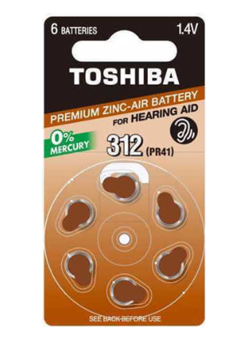 Εικόνα από Μπαταρία αλκαλική για ακουστικά βαρηκοΐας Toshiba Toshiba PR41(A312) (blister 6 pcs)