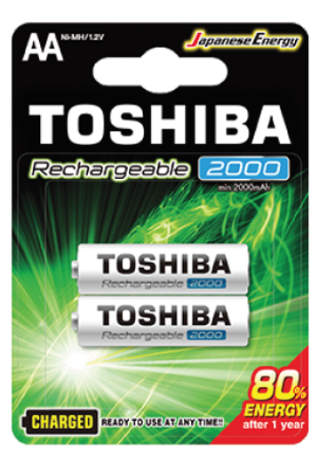 Εικόνα από Μπαταρία επαναφορτιζόμενη Toshiba AA 2000mAh (blister 2 pcs)