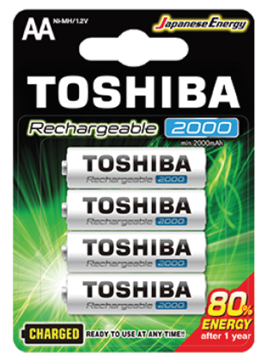 Εικόνα από Μπαταρία επαναφορτιζόμενη Toshiba AA 2000mAh (blister 4 pcs)