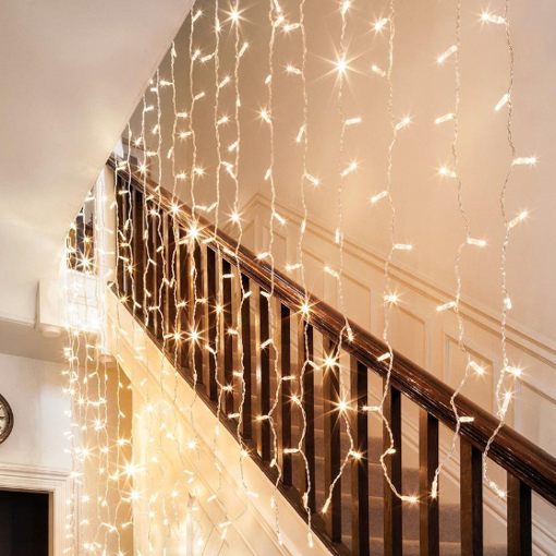 Εικόνα από Κουρτίνα LED  συμμετρική 360L (20σειρές x 18LED)  2x2m επεκτεινόμενη διάφανο καλ. θερμό 31V IP44