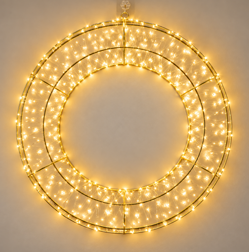 Εικόνα από Στεφάνι μεταλλικό φωτιζόμενο LED 1200L θερμό Φ75εκ. IP44